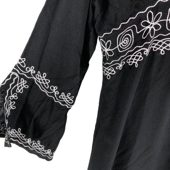 Soaked Womens Swim Cover Dress Embroidered Boho Black White XL - Picture 2 of 5